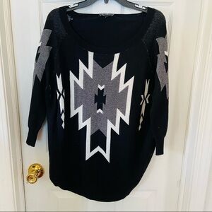 NWOT EXPRESS black cotton western tribal knit sweater Size small